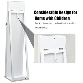 Giantex 2-in-1 Standing Jewelry Armoire w/ Higher Full Length Mirror, Lockable Jewelry Cabinet Organizer