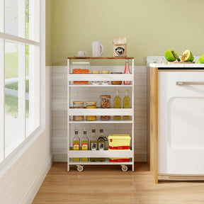 Slim Storage Cart w/Handle, 4-Tier Slide Out Utility Cart