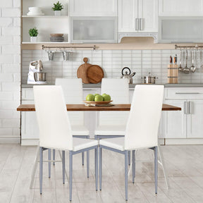Giantex Set of 4 Dining Chairs with High Backrest, Kitchen Chair with Metal Legs, Leather Seat