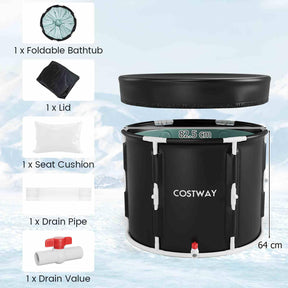 Ice Bath Tub for Adult, Outdoor Ice Plunge Tub w/Lid, Foldable Athletes Cold Therapy Tub at Home Garden Yard