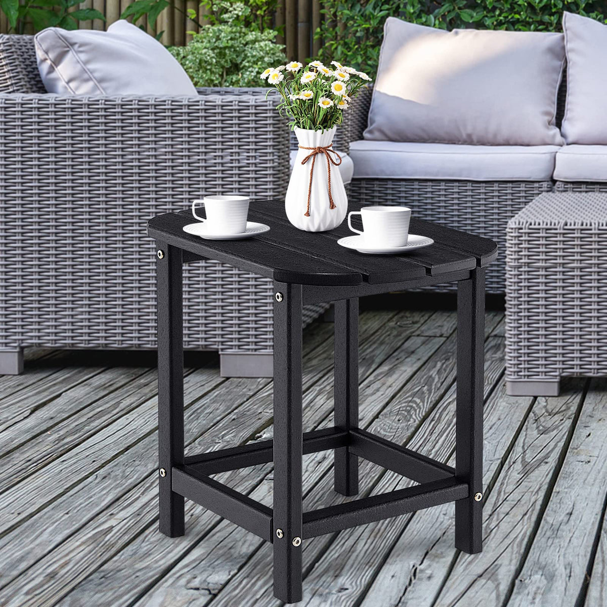 46cm Adirondack Outdoor Side Table, Weather Resistant End Table, Outdoor Tea Table for Patio, Backyard