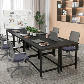 Giantex Rolling Computer Desk Mobile Writing Study Desk w/ 4 Universal Lockable Casters & Wooden Top & Metal Frame