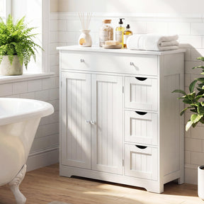 Bathroom Floor Cabinet, Large Storage Cabinet with 4 Drawers, 2 Doors & Adjustable Shelf