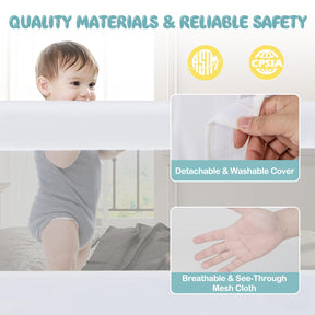 BABY JOY 152 x 42 cm Swing Down Baby Bed Guard Rail w/Adjustable Safety Strap