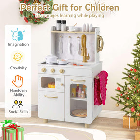 Pretend Play Kitchen with Stoves and Faucet for Boys and Girls 3+ Years Old