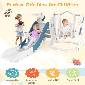 HONEY JOY Toddler Slide and Swing Set, 4-in-1 Indoor Playground