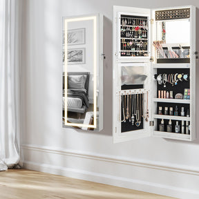 Giantex 108 cm Jewelry Mirror Cabinet, Lockable Jewelry Door & Wall Cabinet