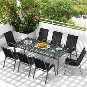 Set of 4 Outdoor Patio Chairs, Stackable Armchair with Weather-Resistant Fabric, Sturdy Steel Frame