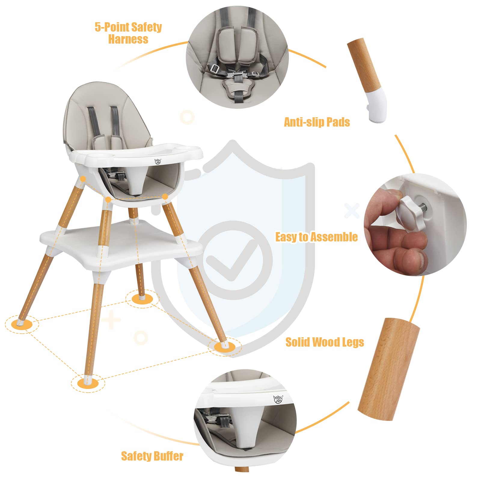 5 in 1 High Chair, Convertible High Chairs for Babies and Toddlers/Booster Seat/Table and Chair Set
