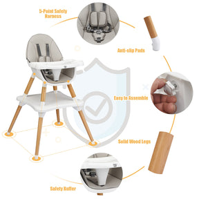 5 in 1 High Chair, Convertible High Chairs for Babies and Toddlers/Booster Seat/Table and Chair Set