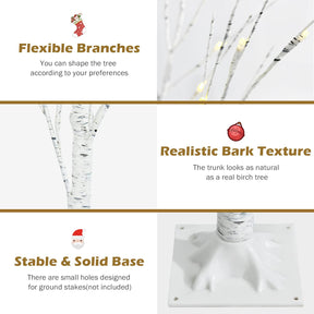 1.2/1.5/1.8 M Artificial Twig Birch Tree with 48/72/96 Warm White LED Lights for Christmas