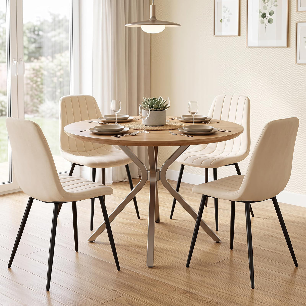 Dining Chairs Set of 4 with Sturdy Metal Legs