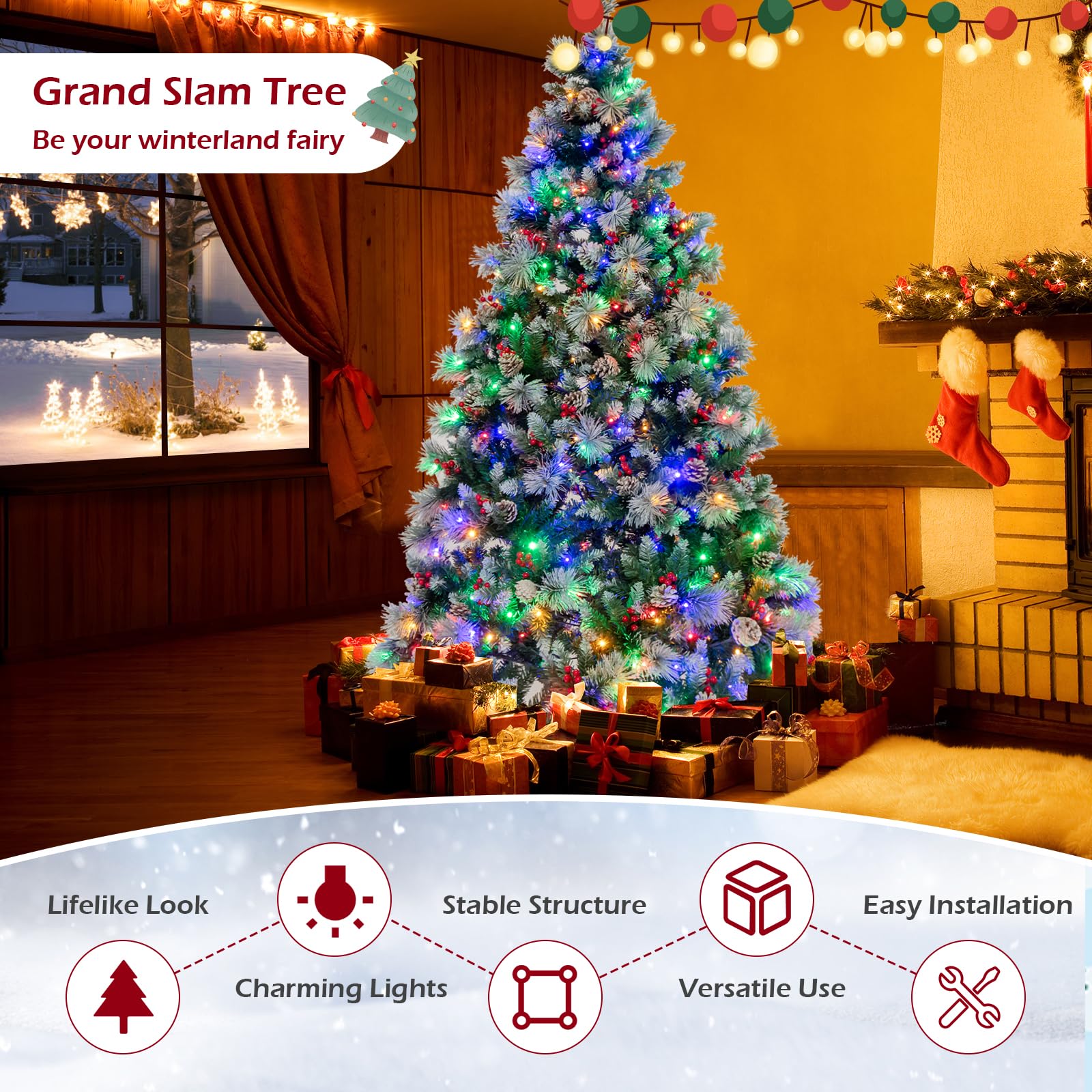 2.15M Pre-Lit Christmas Tree with Pine Needle