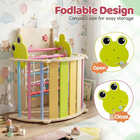 8-in-1 Wooden Triangle Set, Foldable Montessori Climbing Toys with Arch Climber, Reversible Ramp