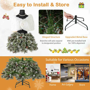 150CM Pre-lit Mannequin Artificial Christmas Tree, Hinged Dress Form Xmas Tree w/ 465 Branch Tips