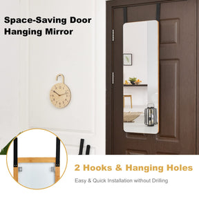 Giantex Full Length Mirror, Over The Door Mirror, Rectangle Wall Mounted Mirror w/ Bamboo Frame & Round Corners