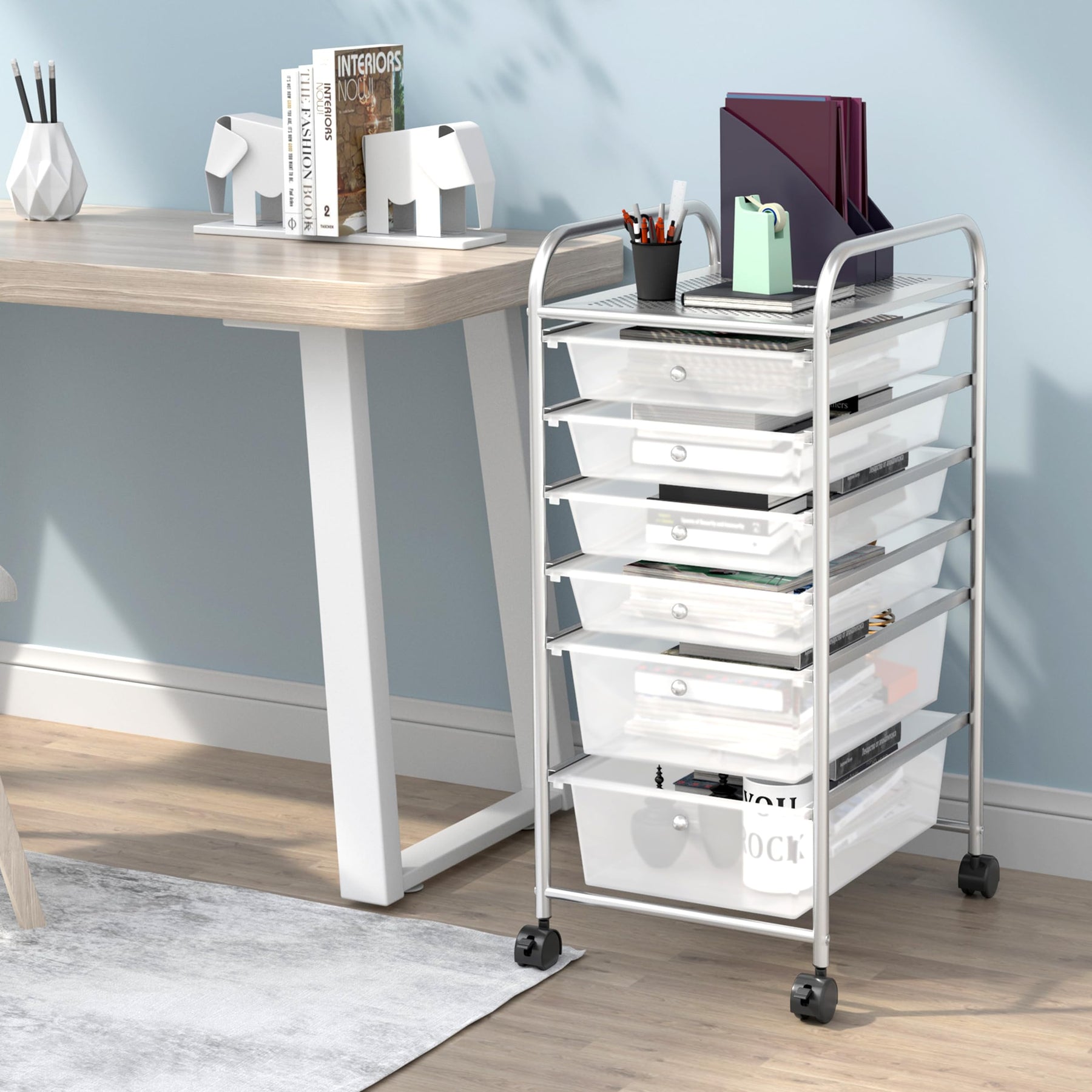 Giantex Rolling Storage Cart with 6 Drawers, Multifunctional Art Craft Tools Organizer on Wheels
