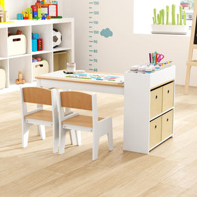 Wooden Kids Craft Study Desk w/Storage Shelves
