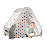 Kid's Triangle Climber with Tent Cover & White Board & Basketball Hoop & Soccer Gate
