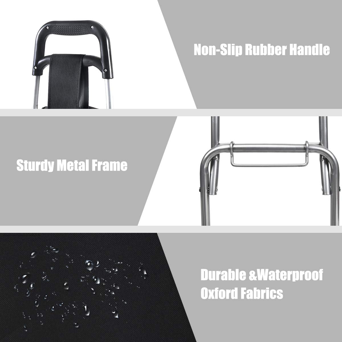 Giantex Folding Shopping Cart Foldable Shopping Trolley Bag w/ 2 Swivel Wheels