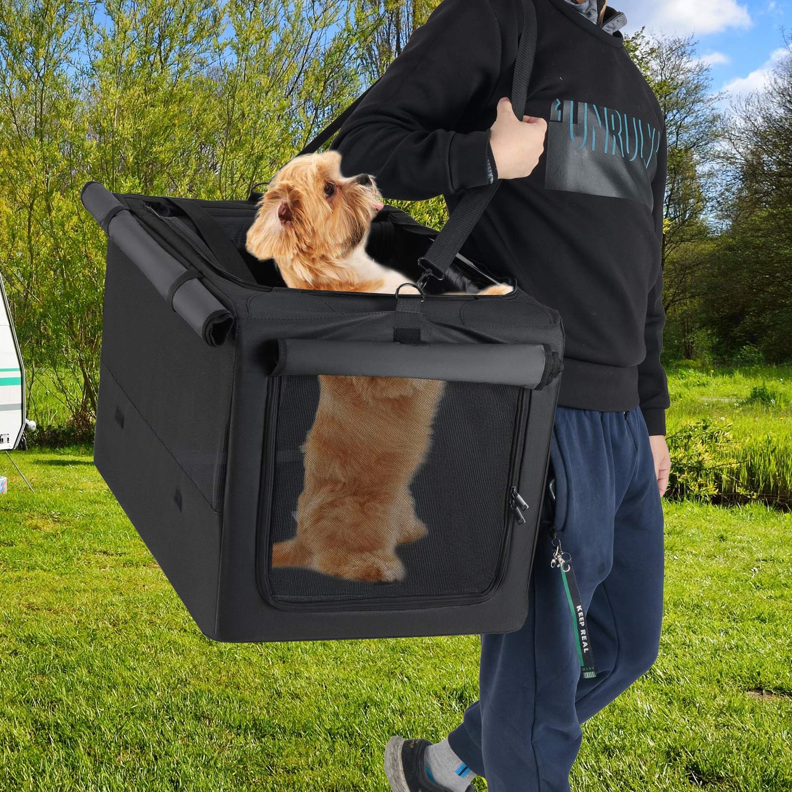 Folding Soft Dog Crate, Portable and Foldable Pet Carrying Bag
