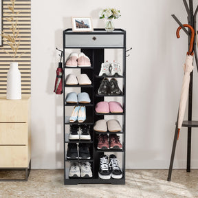 Giantex 13-Tier Wooden Shoe Rack, Narrow Double Rows Shoe Shelf, Space Saving Vertical Shoe Storage Organizer