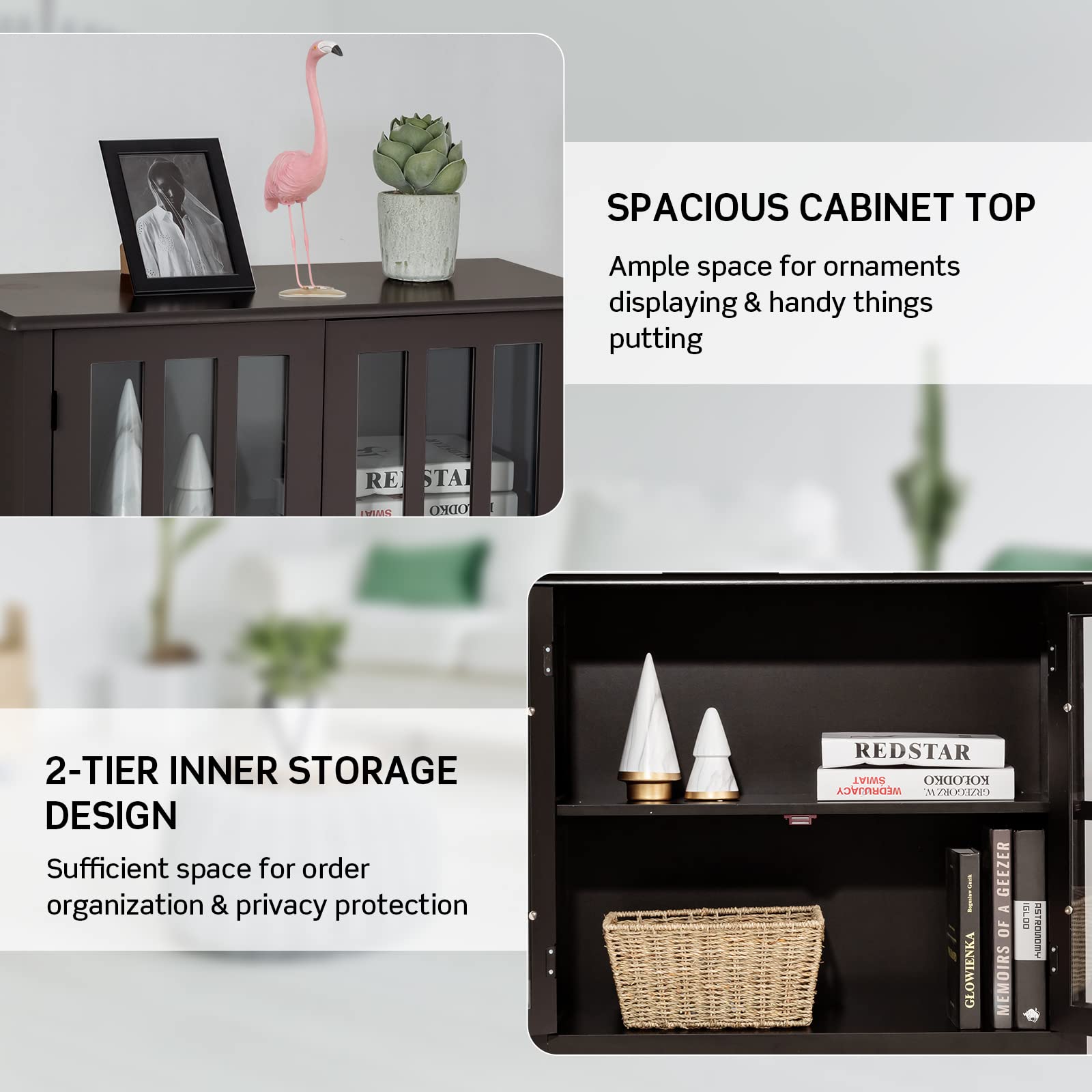Storage Sideboard Cabinet, Free Standing Console Table Organizer