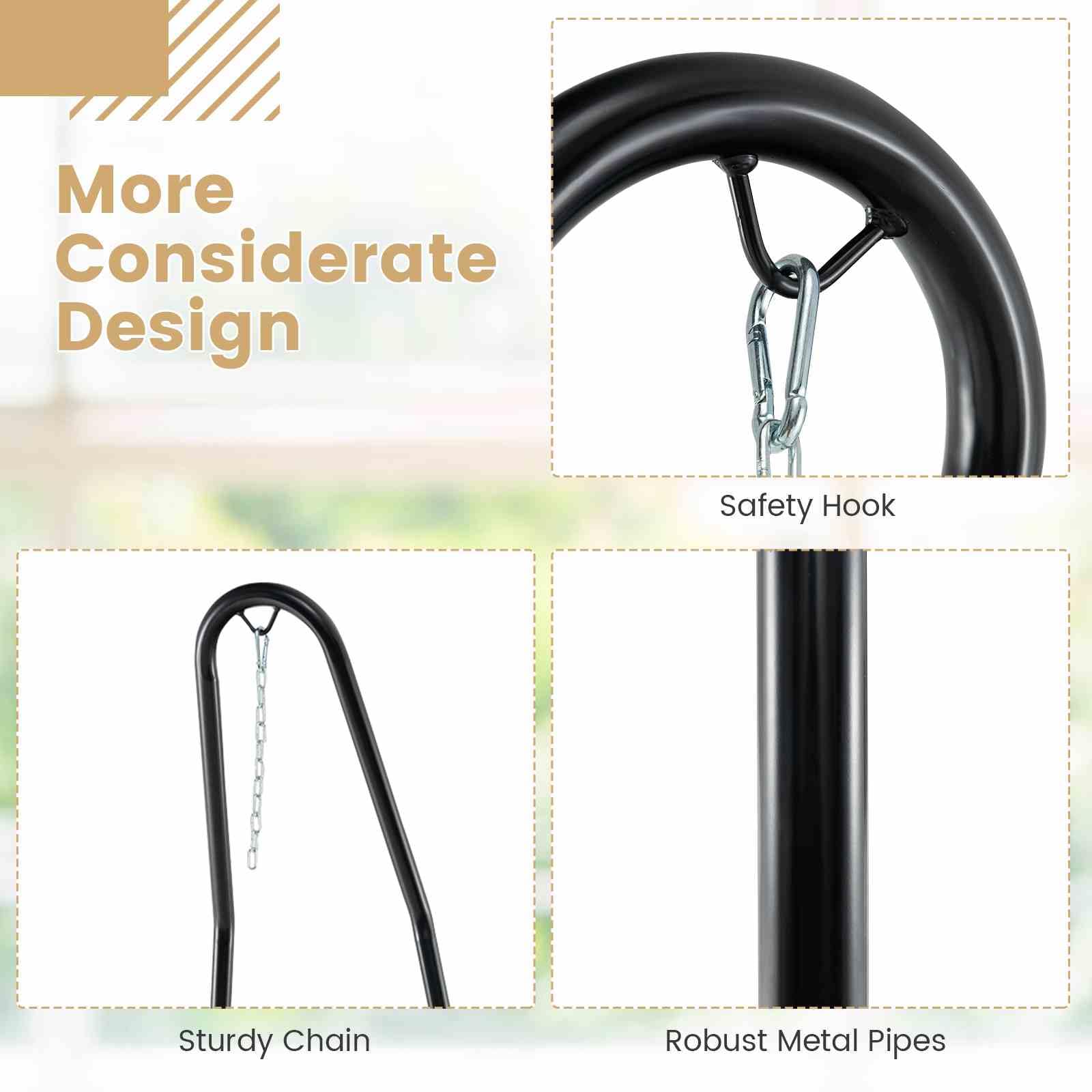 Hammock Chair Stand, Adjustable Swing Chair Stand with Heavy-Duty Steel Frame