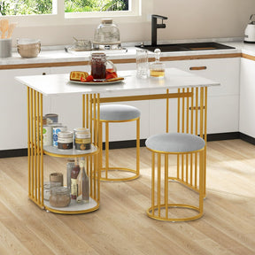 3PCS Dining Table Set Rectangular Dining Table & 2 Stools Kitchen Furniture