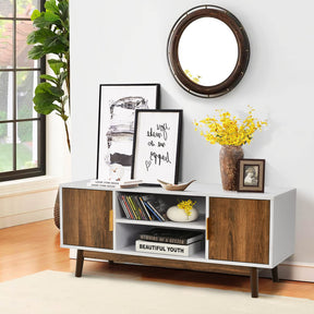 Giantex 2-Door TV Stand for Flat Screen TVs up to 50”, Entertainment Center w/Open Storage Shelf
