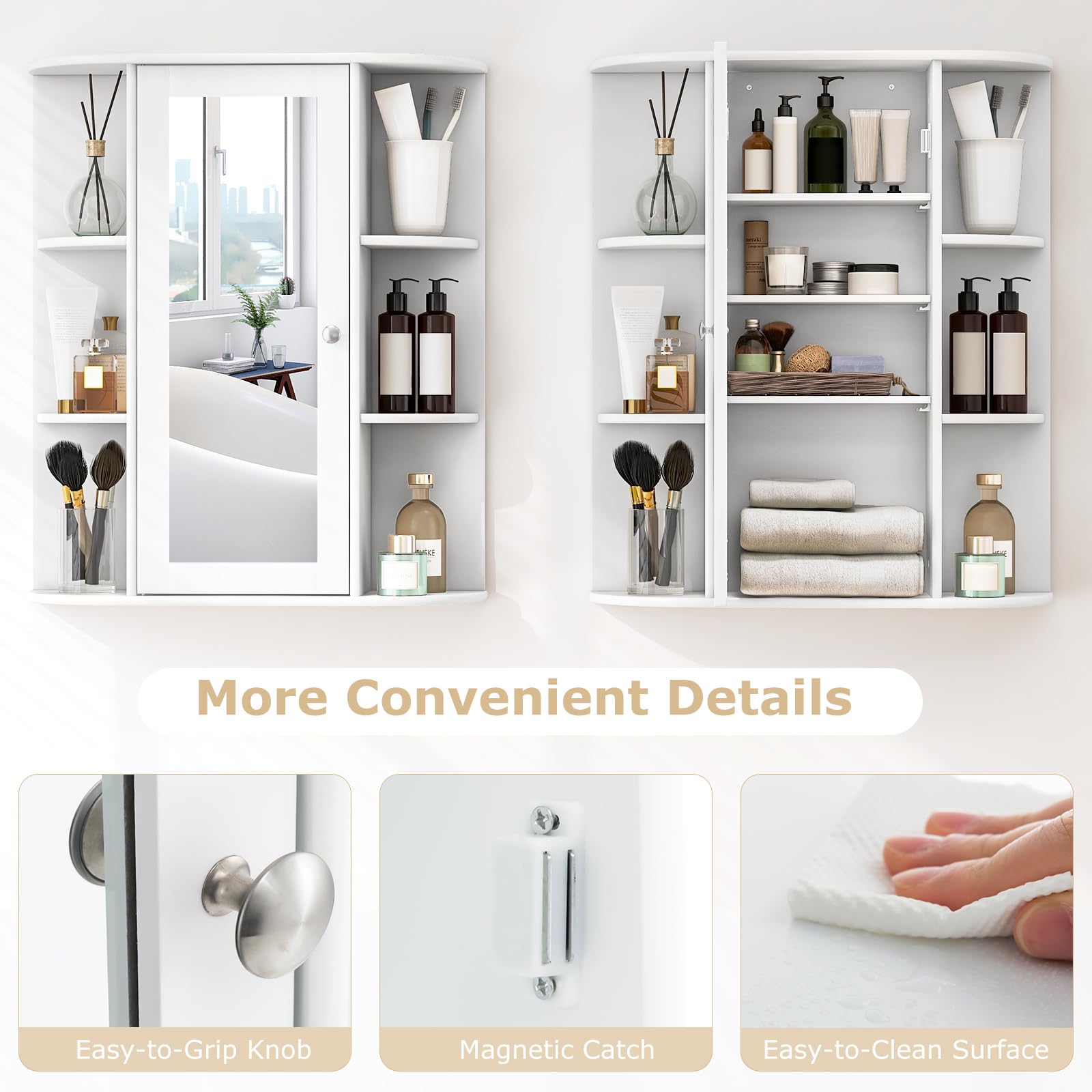 Giantex Bathroom Medicine Cabinet with Mirror, Wall Mounted Storage Cabinet w/Single Mirror Door