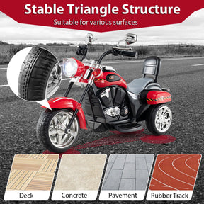 Kids Motorcycle, 6V Battery Powered 3-Wheel Electric Motorcycle for Kids with Headlight & Horn