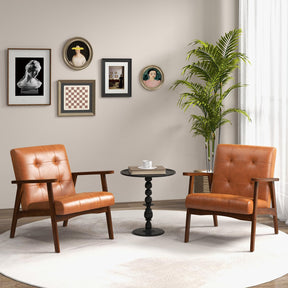 Giantex Mid Century Modern Accent Chair, Living Room Arm Chair with Solid Rubber Wood Frame