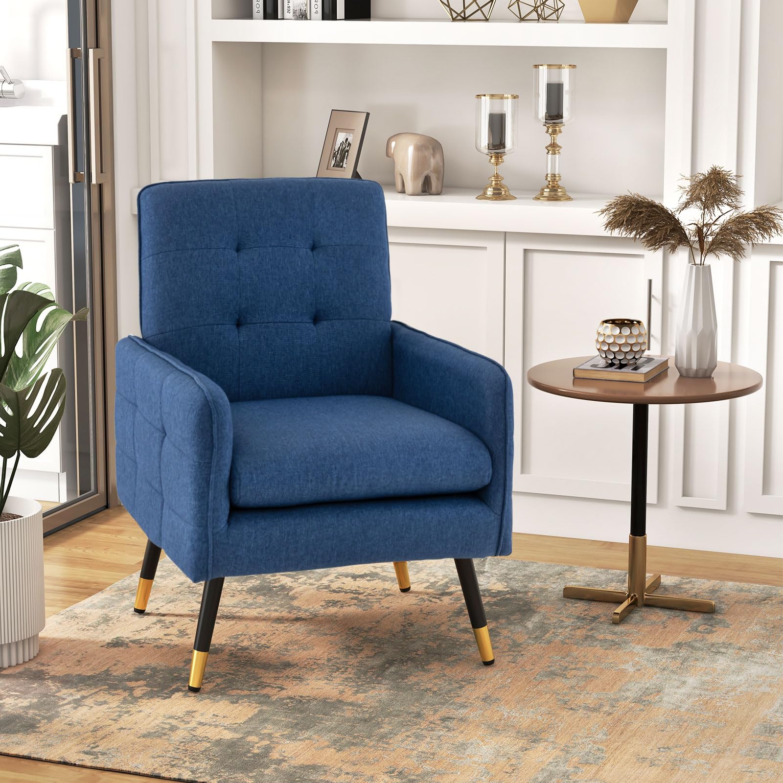 Giantex Linen Fabric Accent Chair, Modern Single Sofa Chair