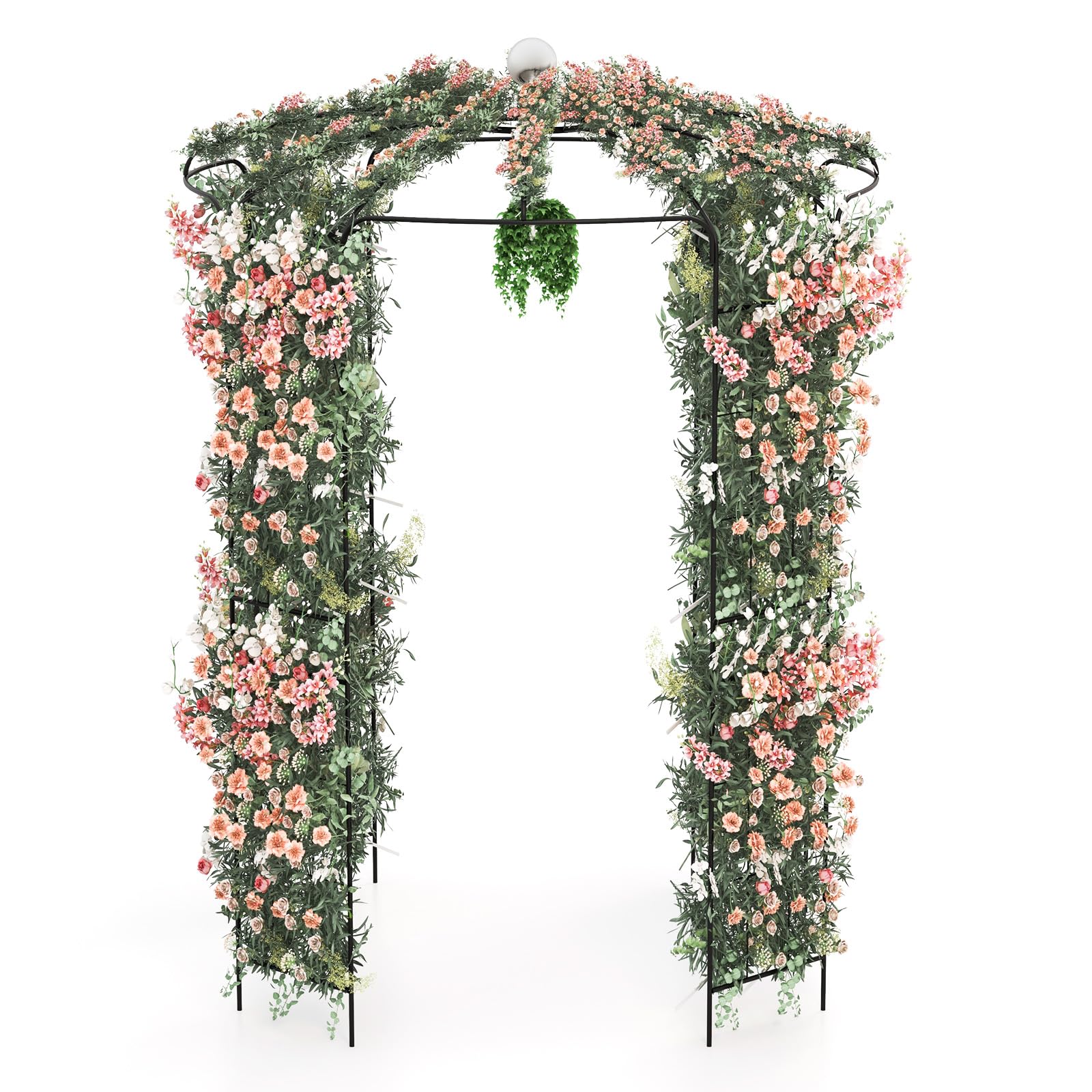 Birdcage Shape Arch,286 cm High x 206cm Wide, Heavy-Duty Wrought Metal Arbor for Climbing Plants