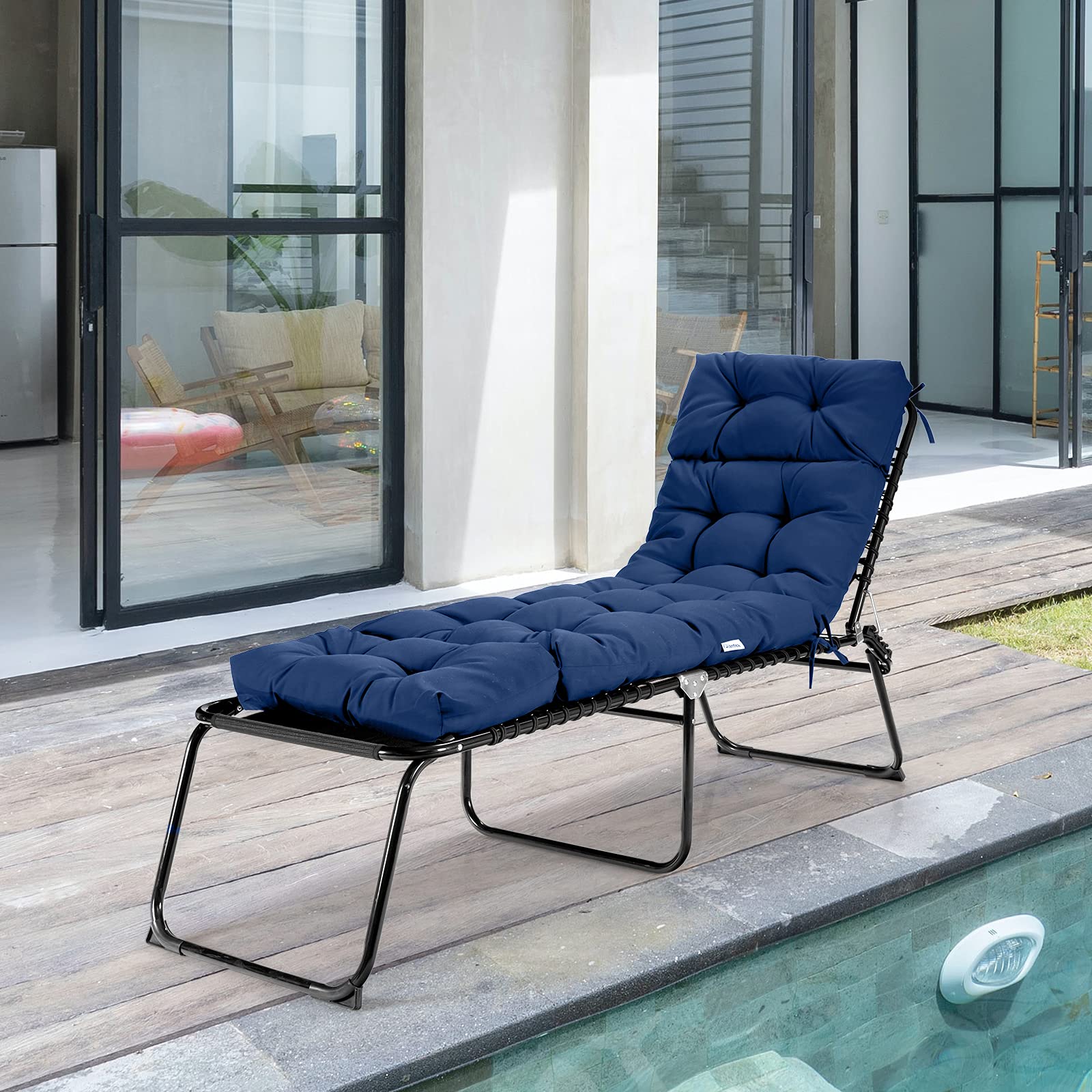 186 x 56cm Patio Lounge Chair Cushion Non-Slip High Back Chair Cushion for Lawn
