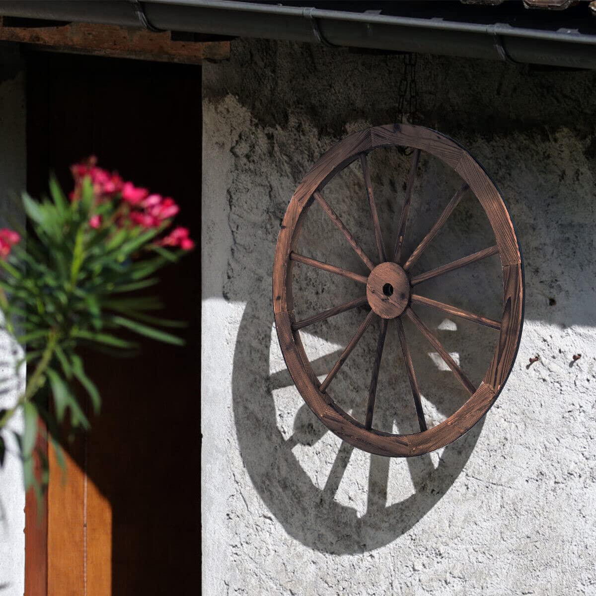 Giantex Set of 2 Decorative Wooden Wheels