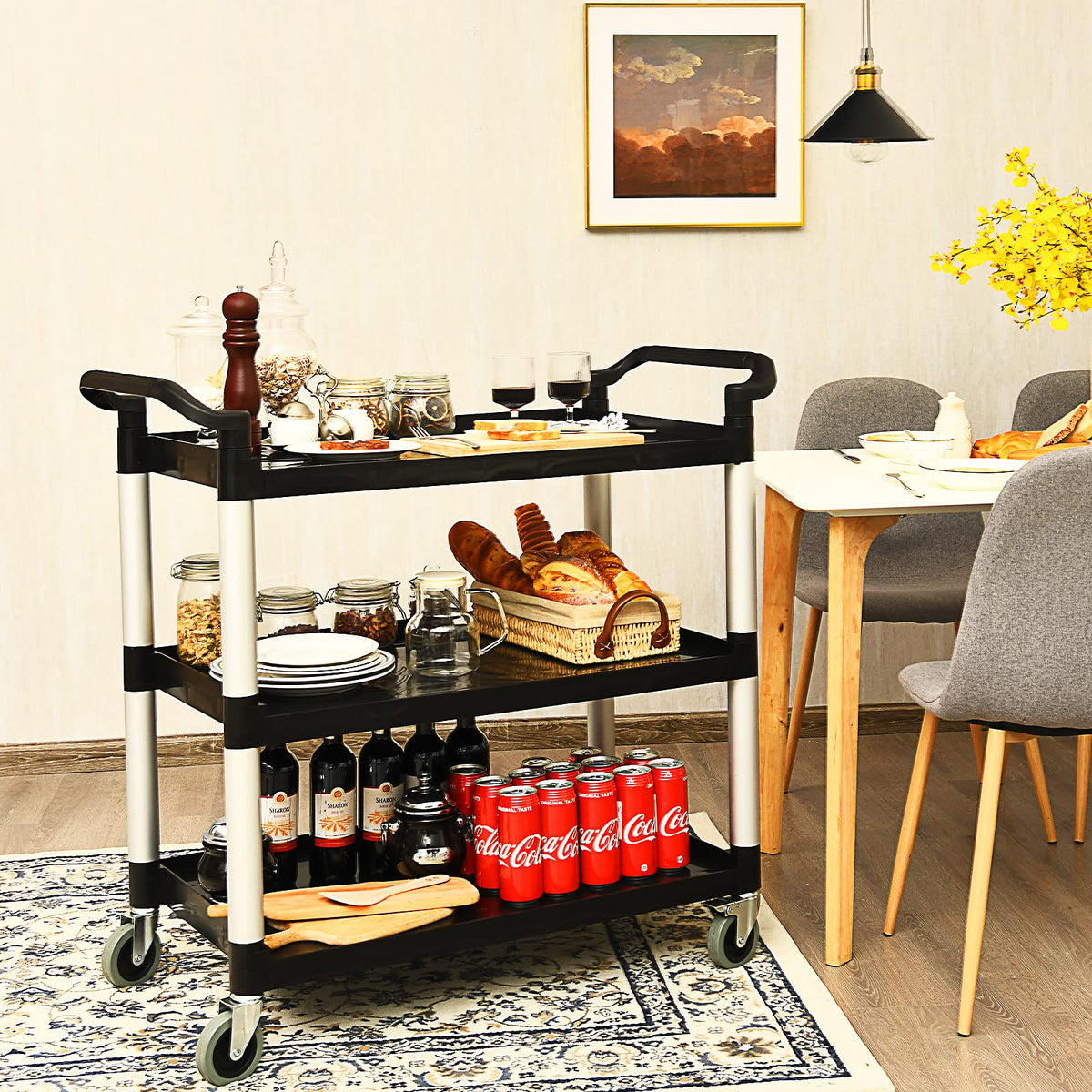 Giantex 3-Tier Rolling Utility Cart, Heavy Duty Food Service Cart