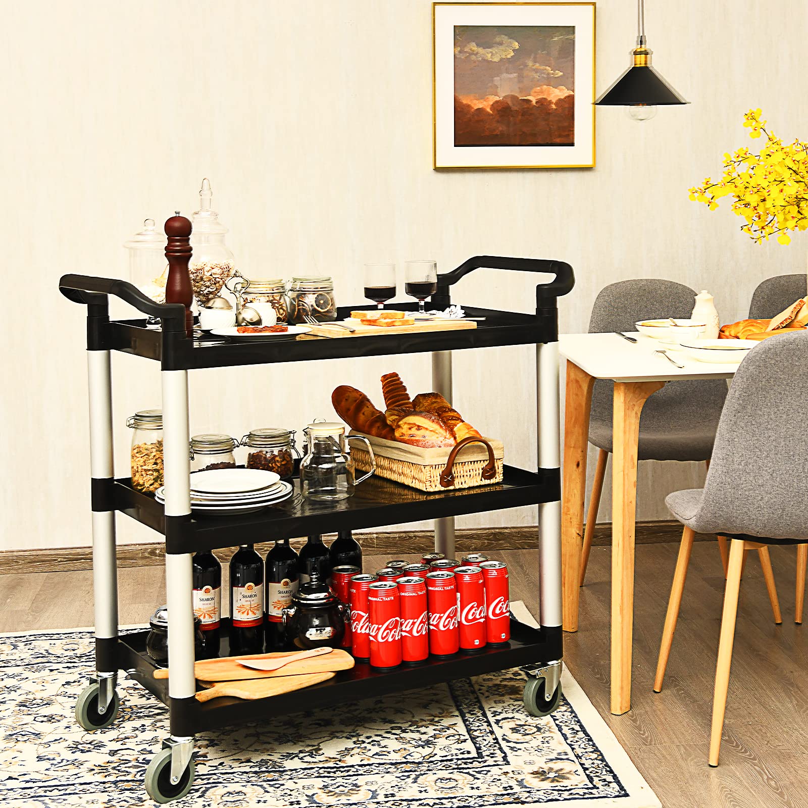 Giantex 3-Tier Rolling Utility Cart, Heavy Duty Food Service Cart