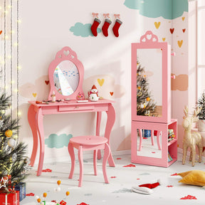 HONEY JOY Kids Jewelry Cabinet, 3-in-1 Freestanding Jewelry Armoire