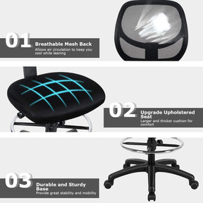 Mesh Drafting Computer Swivel Chair, Office Desk Chair, Ergonomic Armless Executive Task Chair