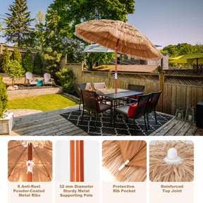 Thatched Patio Umbrella, 1.75m Hawaiian Tiki Umbrella with Carrying Bag