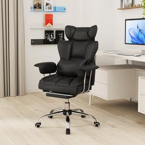 180 kg Big & Tall Office Chair, Executive Desk Chair w/ Retractable Footrest, Adjustable Height