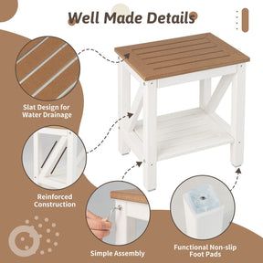 Waterproof Bathroom Shower Stool w/Bottom Storage Shelf & Non-Slip Foot Pads for Bath Spa & Shaving Legs