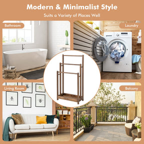 Freestanding Wood Towel Rack, 3-Tier Towel Rack Holder with Bottom Storage Shelf, Anti-toppling Device