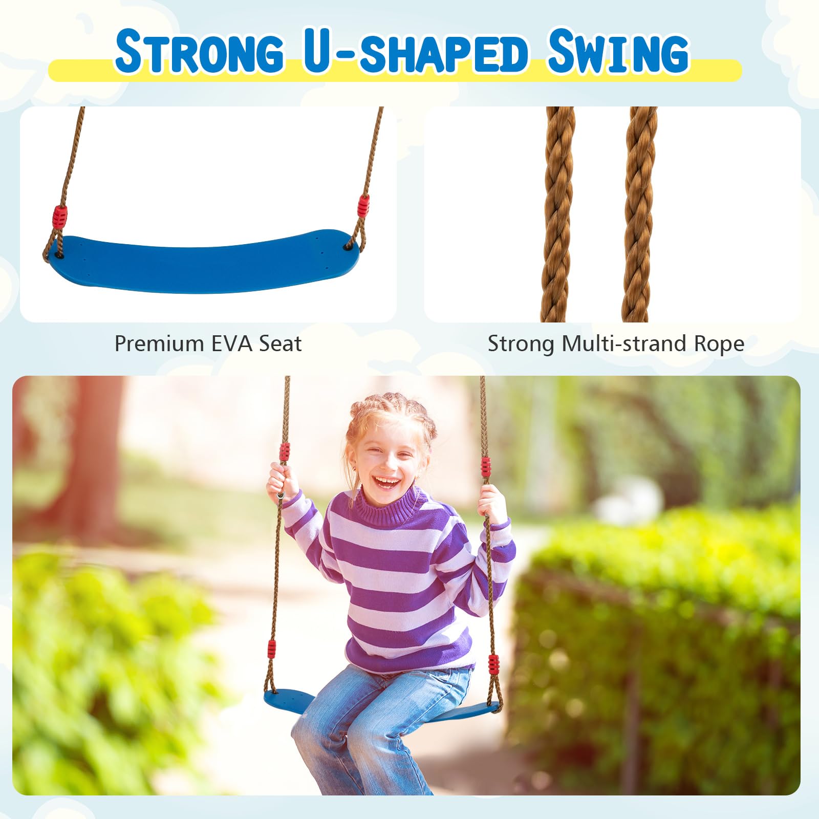 300 KG Indoor & Outdoor Swing Set, Heavy Duty Carbon Steel Swing Frame w/ 1 Belt Swing