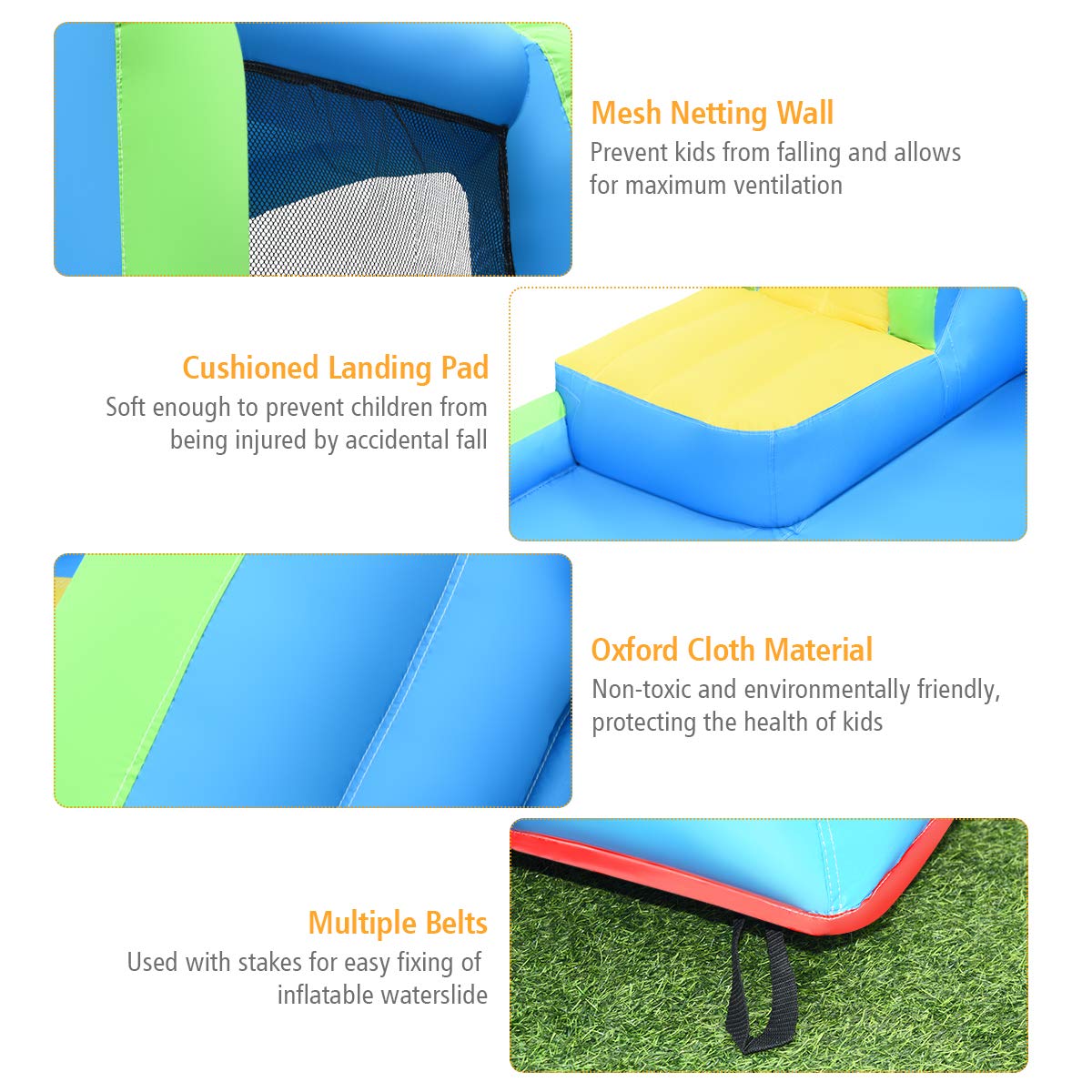 HONEY JOY Kids Inflatable Water Slide, 5 in 1 Giant Water Slide Bouncer Park