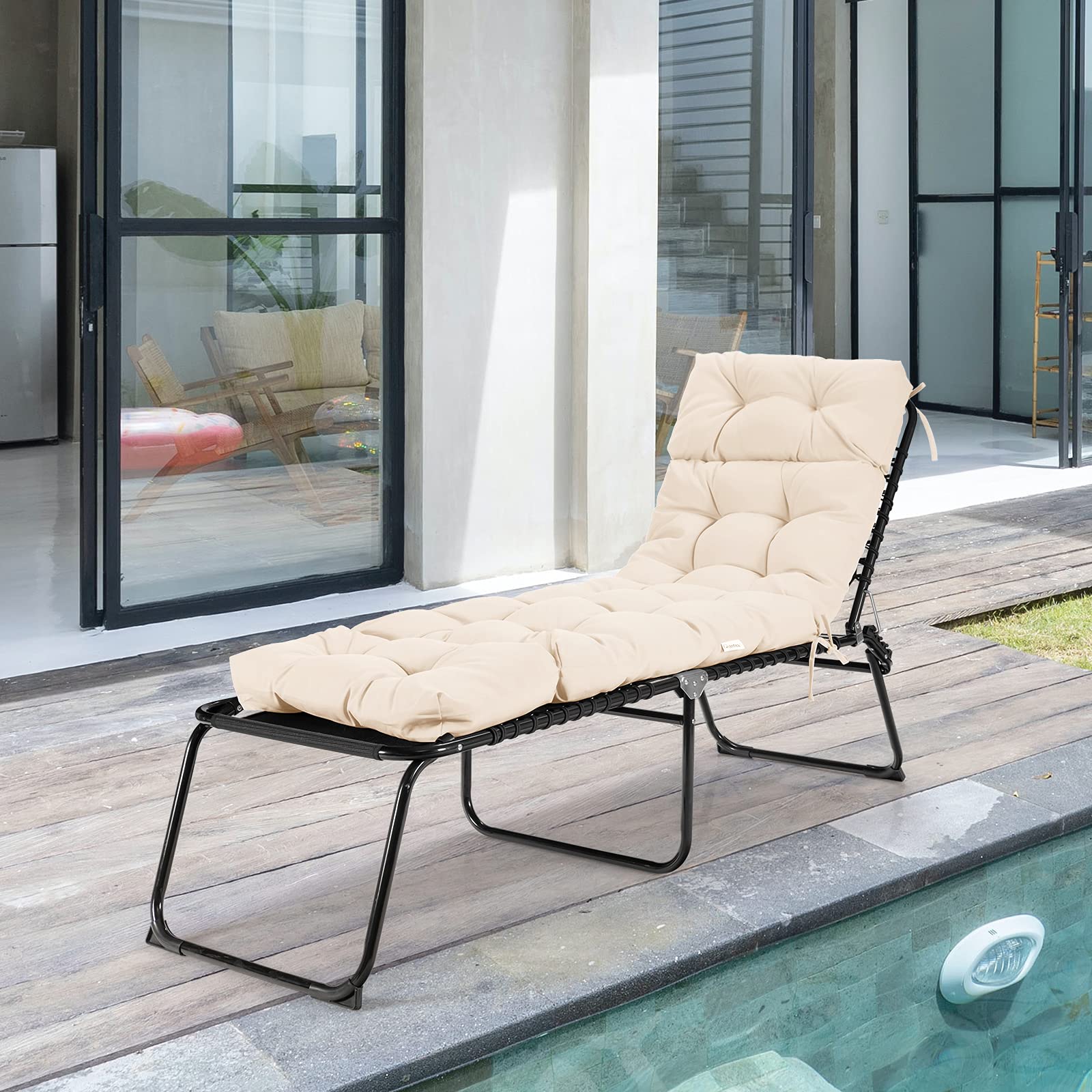 186 x 56cm Patio Lounge Chair Cushion Non-Slip High Back Chair Cushion for Lawn