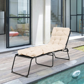 186 x 56cm Patio Lounge Chair Cushion Non-Slip High Back Chair Cushion for Lawn