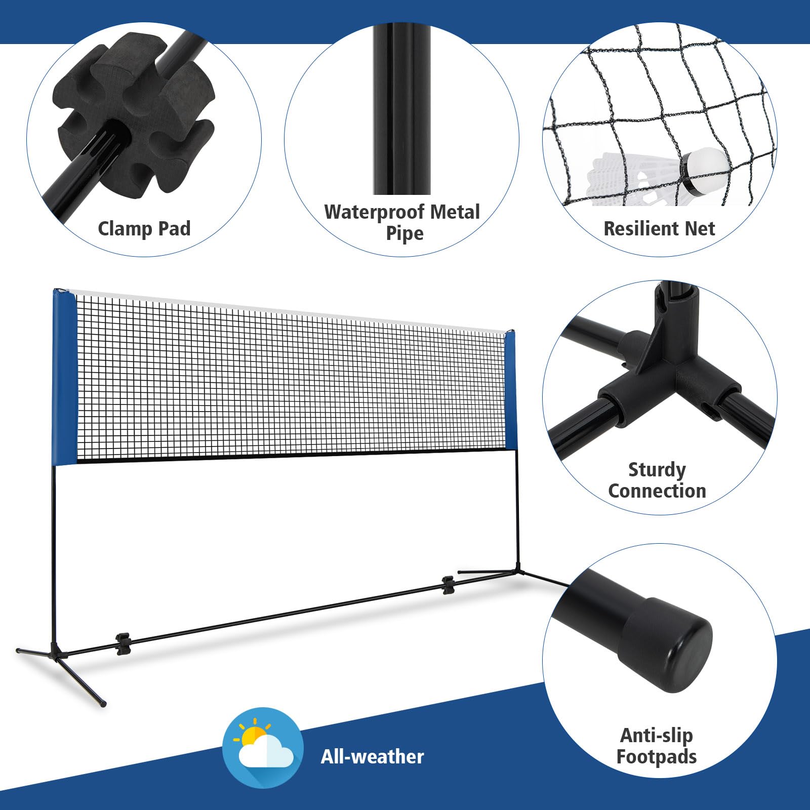 Badminton Set, Adjustable Badminton Net Set for Backyard